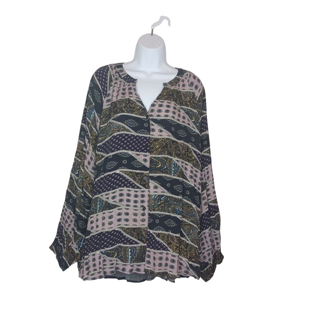 Daily Thread Flowy Boho Button Down Blouse NWOT Sz 3X